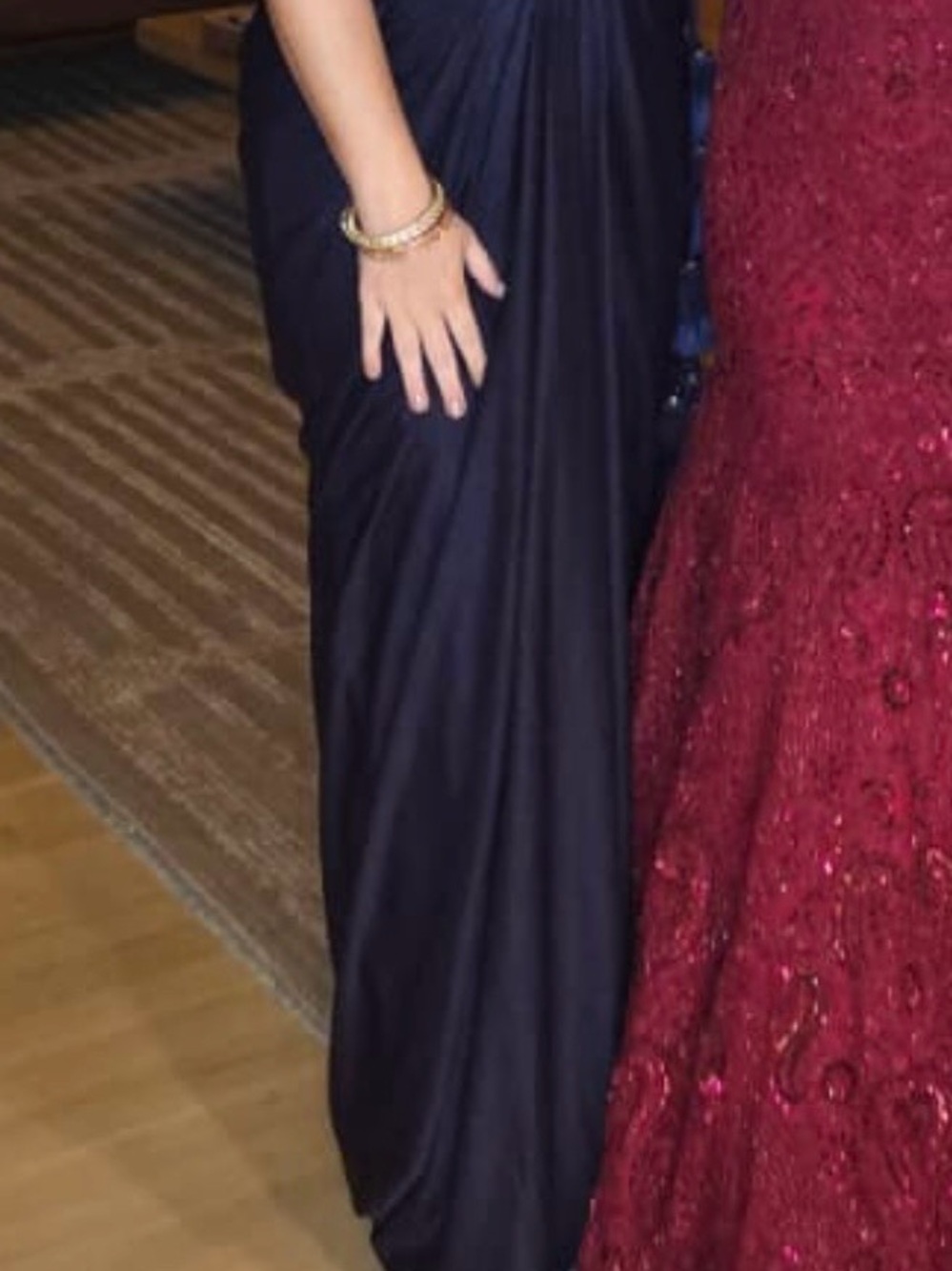 KALKI Embellished Dark Purple Pre-Draped Saree - Picture 3 of 3